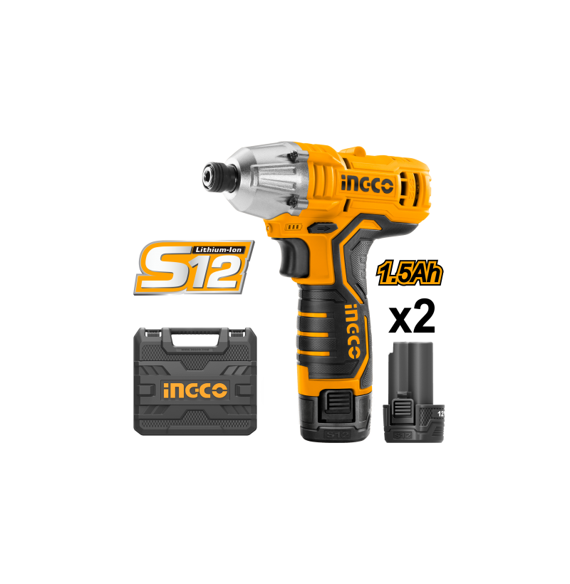 Avvitatore ad Impulsi Ingco 12V – Kit completo con 2 batterie e valigetta