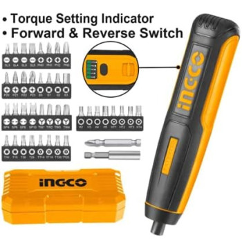 Avvitatore Ingco 4V – Compatto, USB, con 40 punte e valigetta