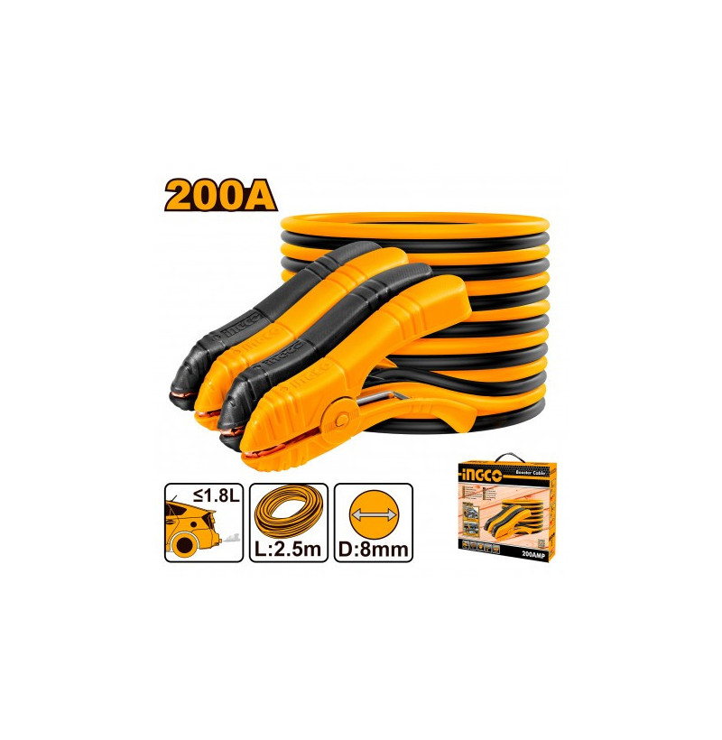 Cavi Batteria Ingco HBTCP2001 – 200A, 2,5m per auto ≤1.8L