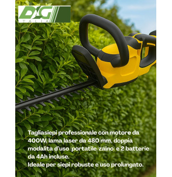 Tagliasiepi DLG ITALIA TG1 – Professionale, a batteria, con lama laser e modalità zaino