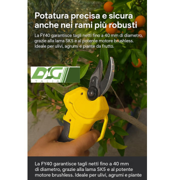 FY40 Forbice Elettrica Professionale – Taglio 40 mm, 2 Batterie