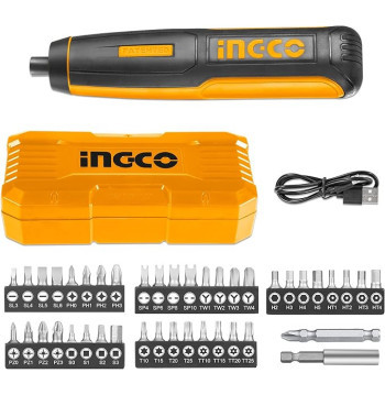 Avvitatore Ingco 4V – Compatto, USB, con 40 punte e valigetta