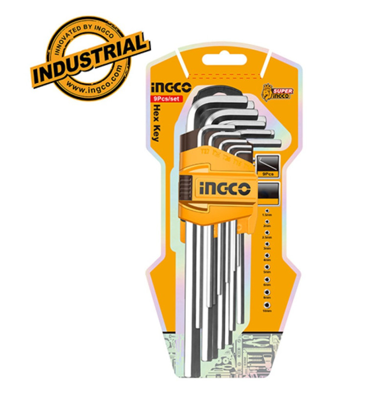 Set 9 Chiavi Esagonali Extra Lunghe Ingco HHK11092